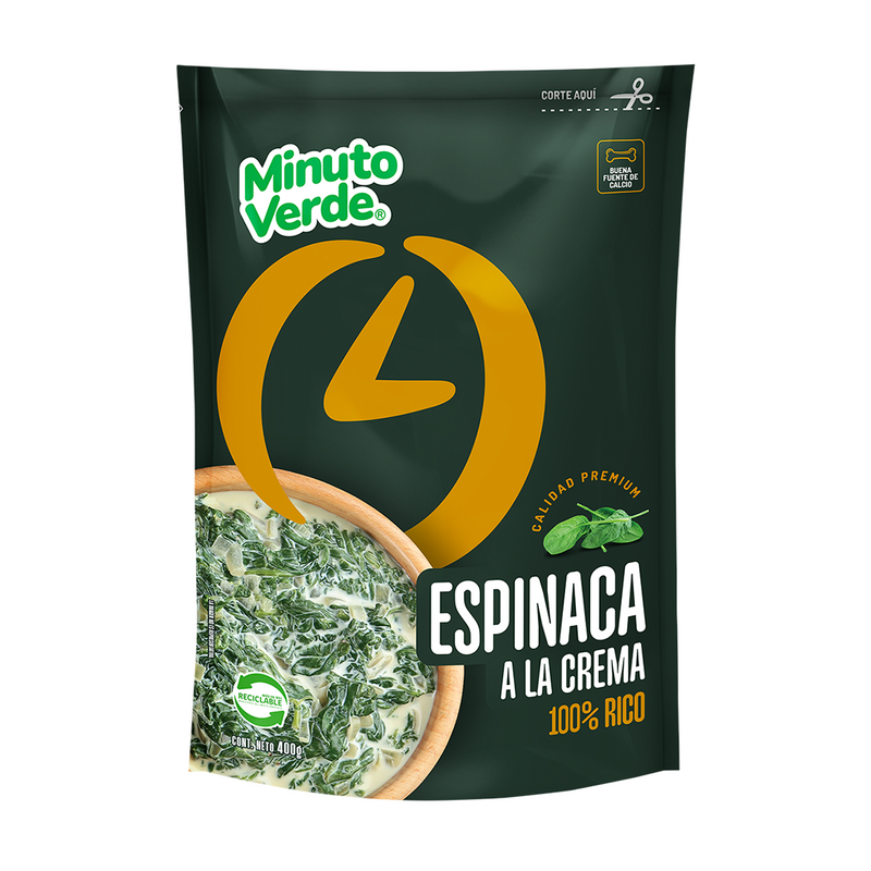 Espinaca a la crema minuto verde