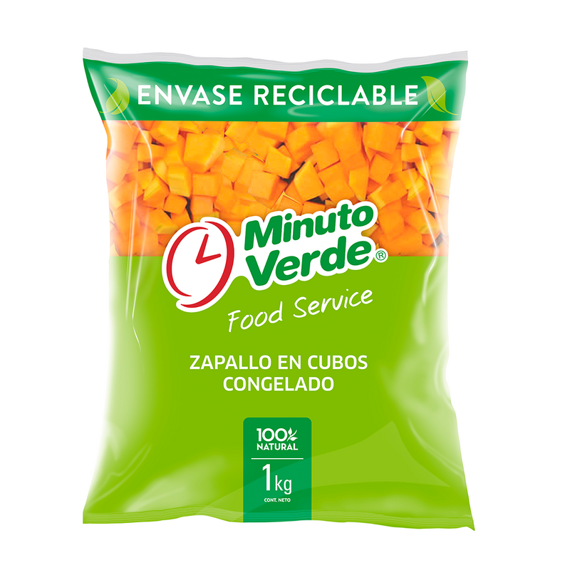 Cubos de zapallo minuto verde