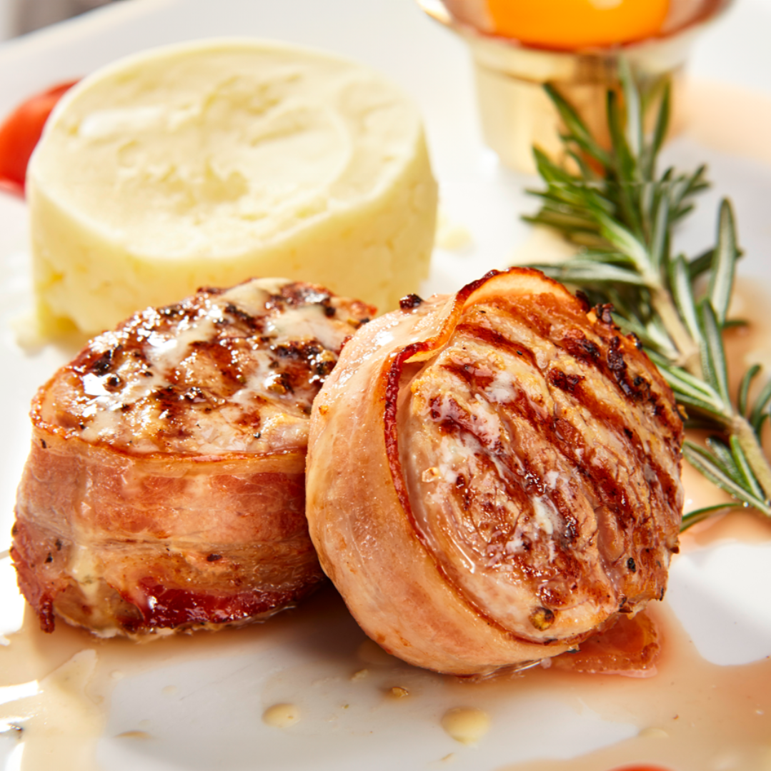 Medallón de pollo con tocino